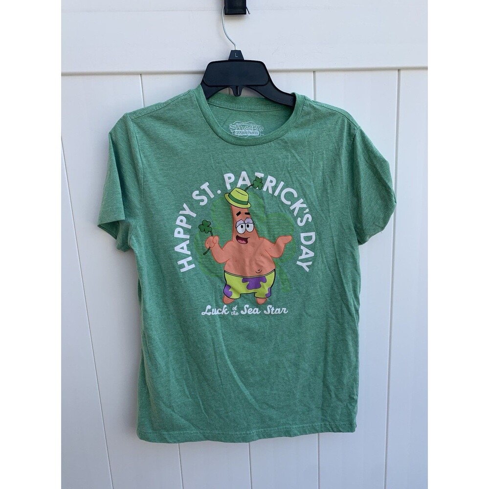 Nickelodeon Patrick Star Happy St Patricks Day Green T Shirt Mens Medium